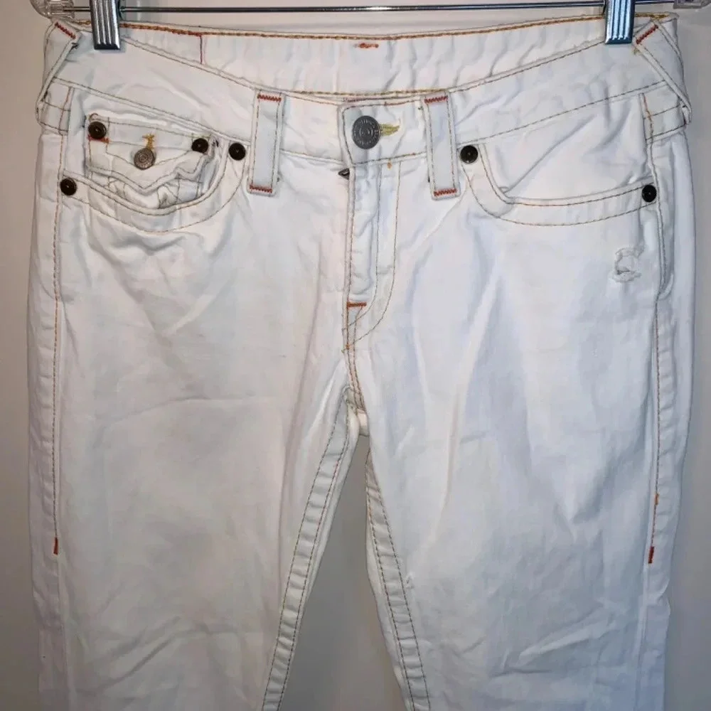 True Religion White Low Rise  Flare Distressed Jeans Y2K 30 - Picture 15 of 15